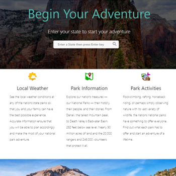 picture of a computer screen with national park search box